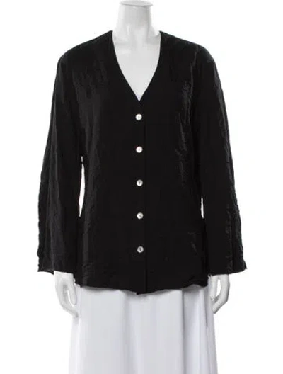 Pre-owned Sleeper V-neck Long Sleeve Top In Black