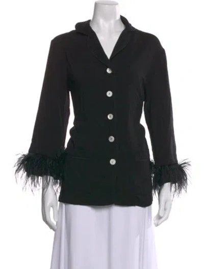 Pre-owned Sleeper V-neck Three-quarter Sleeve Top In Black