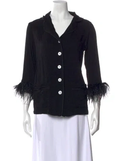 Pre-owned Sleeper V-neck Three-quarter Sleeve Top In Black