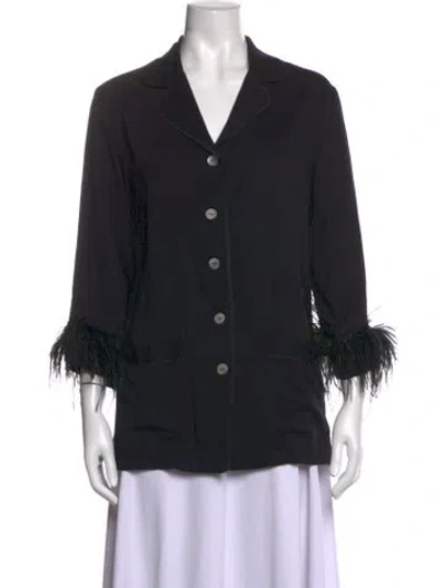 Pre-owned Sleeper V-neck Three-quarter Sleeve Top In Black