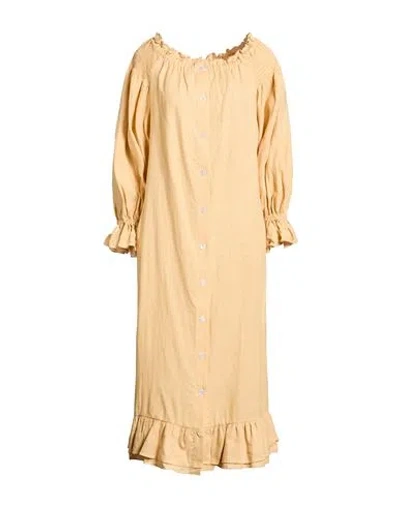 Sleeper Woman Midi Dress Sand Size Onesize Linen In Neutral