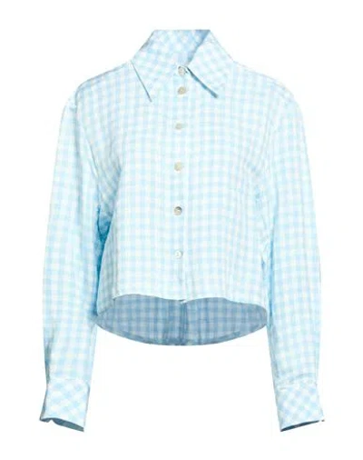 Sleeper Woman Shirt Azure Size L/xl Linen, Viscose In Blue