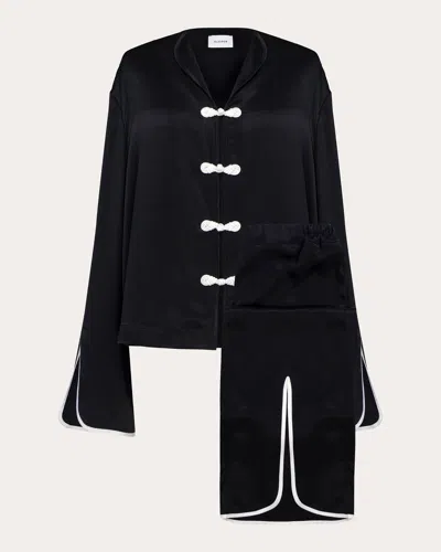Sleeper Louis Satin Pyjama Set In Black