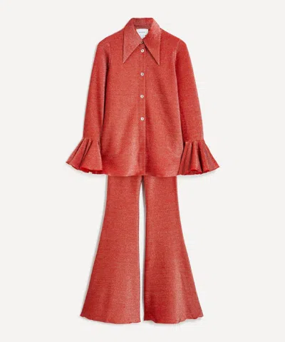 Sleeper Women's Lurex Lounge Suit In Red
