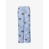 Sleeper Womens Pastelle Graphic-print Wide-leg High-rise Woven Trousers Blue Mystic In Blue Mystic