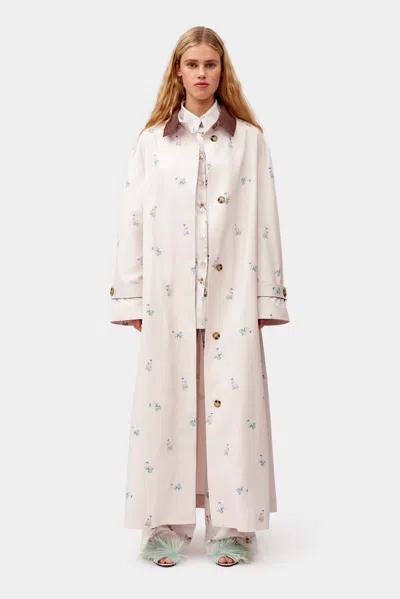 Sleeper Yason Flower Trench Coat In Beige In Multi