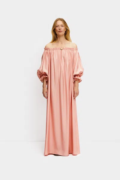 Sleeper Zephir Off-the-shoulder Maxi Dress In Pink
