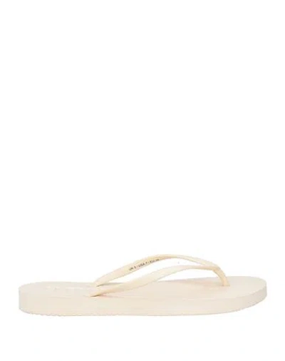 Sleepers Woman Thong Sandal Beige Size 7 Rubber In Beige