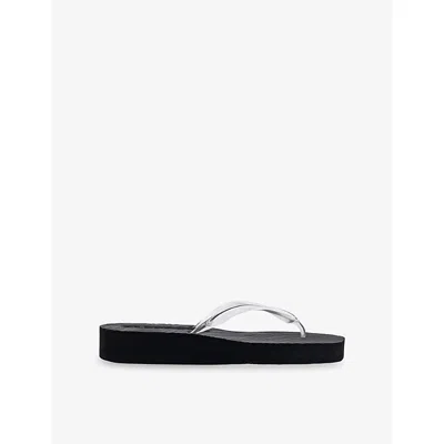 Sleepers Womens Black Clear Transpar Platform Rubber Flip-flops Eur 36 / 3 Uk