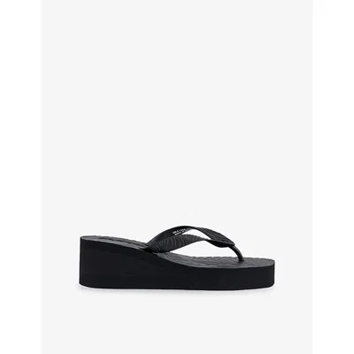 Sleepers Womens Black High Platform Rubber Flip-flops Eur 38/5 Uk