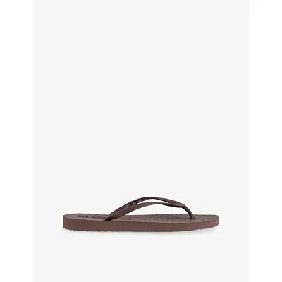 Sleepers Womens Brown Square-toe Rubber Flip-flops Eur 38/5 Uk
