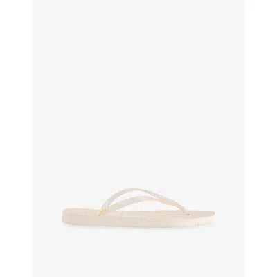 Sleepers Womens Eggnog Clear Transpa Square-toe Rubber Flip-flops Eur 37 / 4 Uk In Animal Print