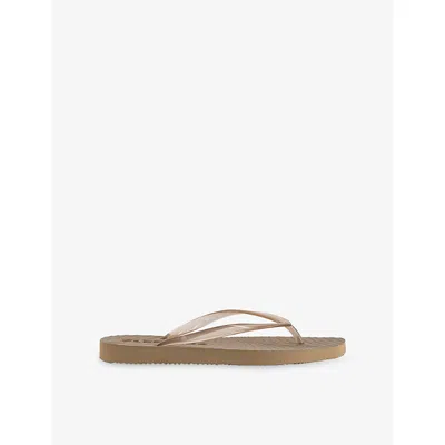 Sleepers Womens Sand Transparent Square-toe Rubber Flip-flops Eur 36 / 3 Uk In Brown