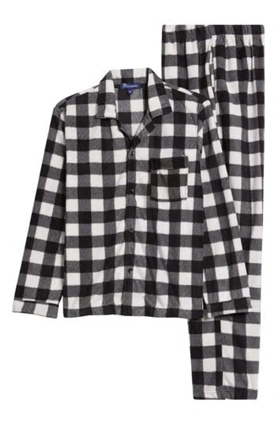 Sleephero Buffalo Check Fleece Pajamas In Black White Buffalo Check