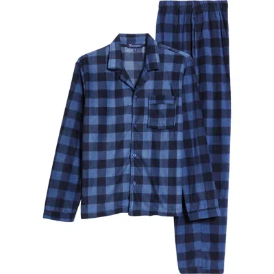 Sleephero Buffalo Check Fleece Pajamas In Navy Buffalo Check