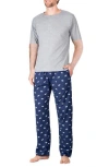 Sleephero Knit Brushed Grid Flannel Pajamas