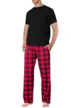 Sleephero Knit Brushed Grid Flannel Pajamas