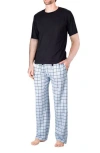 Sleephero Knit Brushed Grid Flannel Pajamas In Windowpane