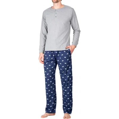 Sleephero Knit Pajamas In Grey With Moose