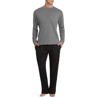 Sleephero Long Sleeve Pajama T-shirt & Pants Set In Gray