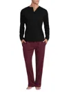 Sleephero Men's 2-piece Henley & Pajama Pants Set In Black