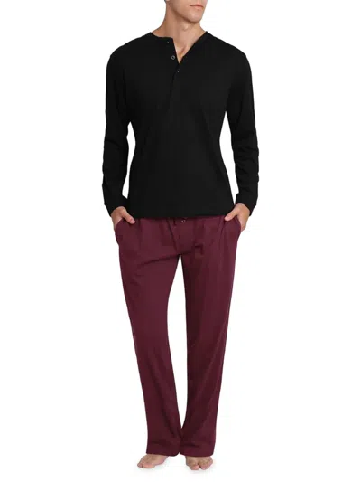 Sleephero Men's 2-piece Henley & Pajama Pants Set In Black