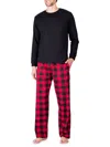 Sleephero Long Sleeve Pajama T-shirt & Buffalo Check Pajama Pants Set In Black