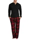 SLEEPHERO MEN'S 2-PIECE HENLEY TEE & BUFFALO CHECK PANTS PAJAMA SET