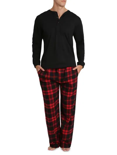 Sleephero Men's 2-piece Henley Tee & Buffalo Check Pants Pajama Set In Red