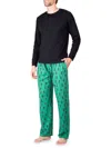 SLEEPHERO MEN'S 2-PIECE HENLEY TEE & EVERGREEN TREE PANTS PAJAMA SET