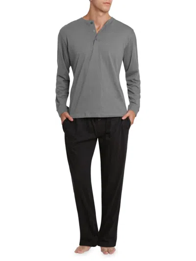 Sleephero Men's 2-piece Henley Tee & Pants Pajama Set In Grey