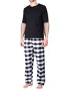 Sleephero Short Sleeve Plaid Flannel Pajama Set In Black