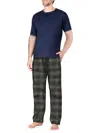 Sleephero Short Sleeve Plaid Flannel Pajama Set In Neutral