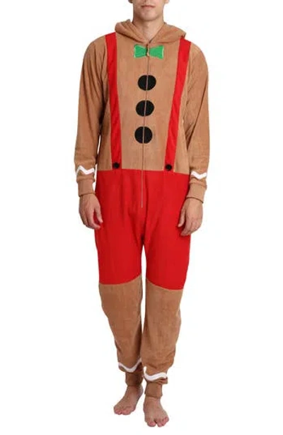 Sleephero Novelty Gingerbread Fleece Bodysuit In Brown