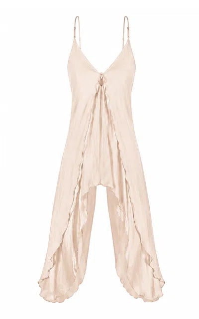 Sleeping With Jacques Elvira Silk Satin Layered Top In Ivory