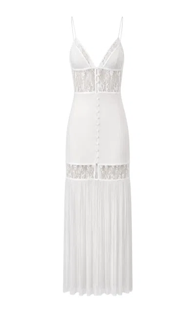 Sleeping With Jacques Kimberley Silk Georgette Lace Maxi Dress In White