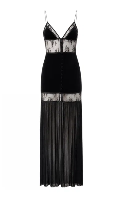 Sleeping With Jacques Kimberley Silk-blend Lace Maxi Dress In Black