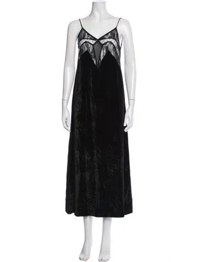 Pre-owned Sleeping With Jacques Lace Pattern Lace Trim Embellishment Nightgown In Black