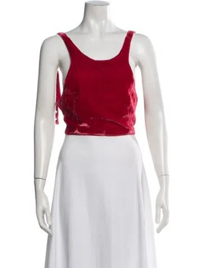 Pre-owned Sleeping With Jacques Scoop Neck Sleeveless Crop Top In Red
