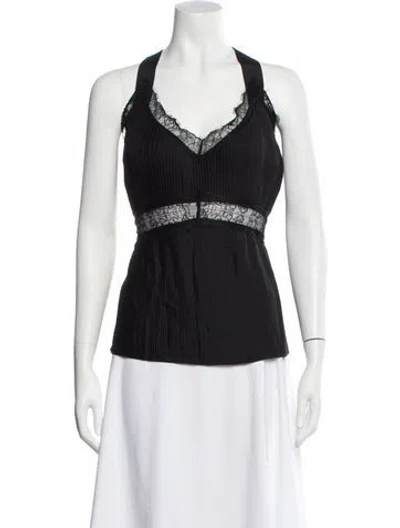 Pre-owned Sleeping With Jacques Silk Halterneck Top W/ Tags In Black