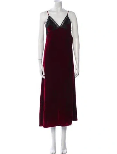 Pre-owned Sleeping With Jacques Silk Lace Trim Embellishment Pajamas W/ Tags In Burgundy