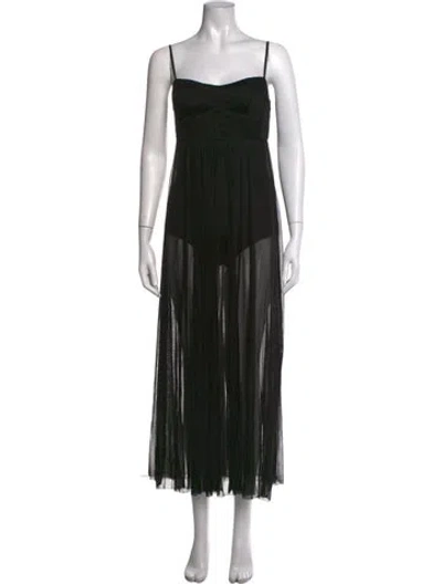 Pre-owned Sleeping With Jacques Silk Long Dress In Black