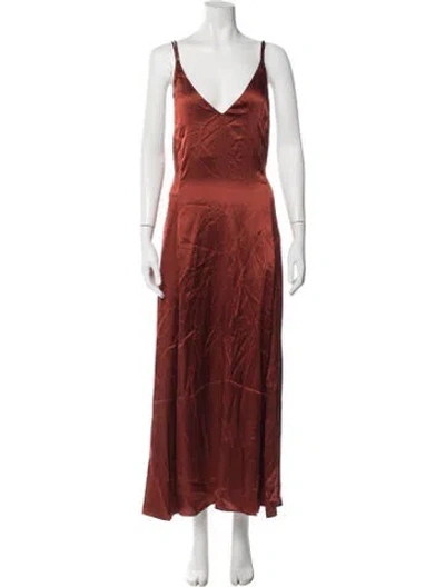 Pre-owned Sleeping With Jacques Silk Long Dress In Red