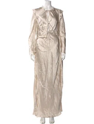 Pre-owned Sleeping With Jacques Silk Long Dress W/ Tags In Neutral