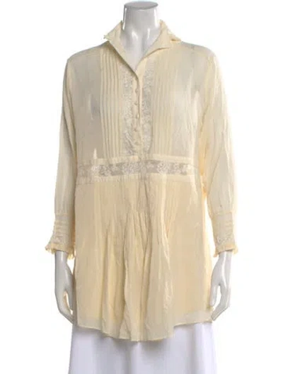 Pre-owned Sleeping With Jacques Silk Long Sleeve Top In Neutral