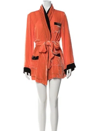 Pre-owned Sleeping With Jacques Silk Robe In Orange