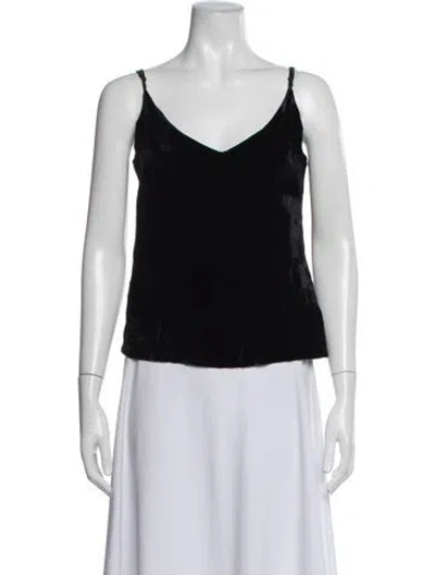 Pre-owned Sleeping With Jacques Silk V-neck Top W/ Tags In Black
