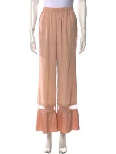 Pre-owned Sleeping With Jacques Silk Wide Leg Pants In Pink