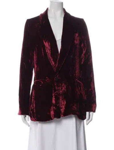 Pre-owned Sleeping With Jacques Velour Blazer W/ Tags In Burgundy