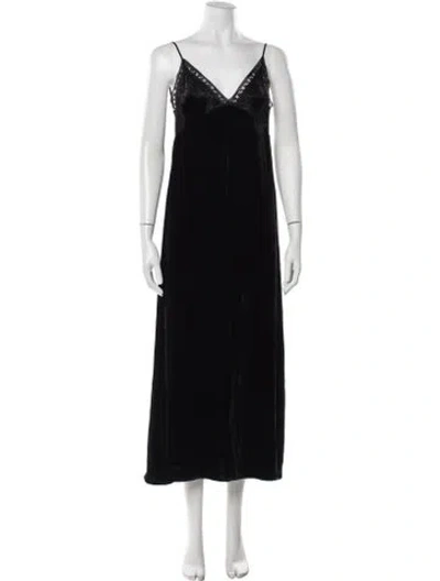 Pre-owned Sleeping With Jacques Velvet Long Dress In Black